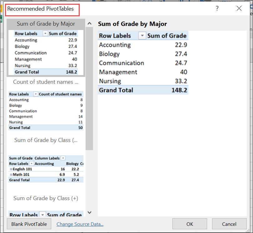 Excel Pivot Tables Charts Florida Gulf Coast University ITS